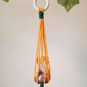 Macrame Crystal/trinket cotton rope hanger